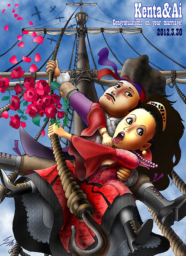 ブライダルボードサンプルの似顔絵