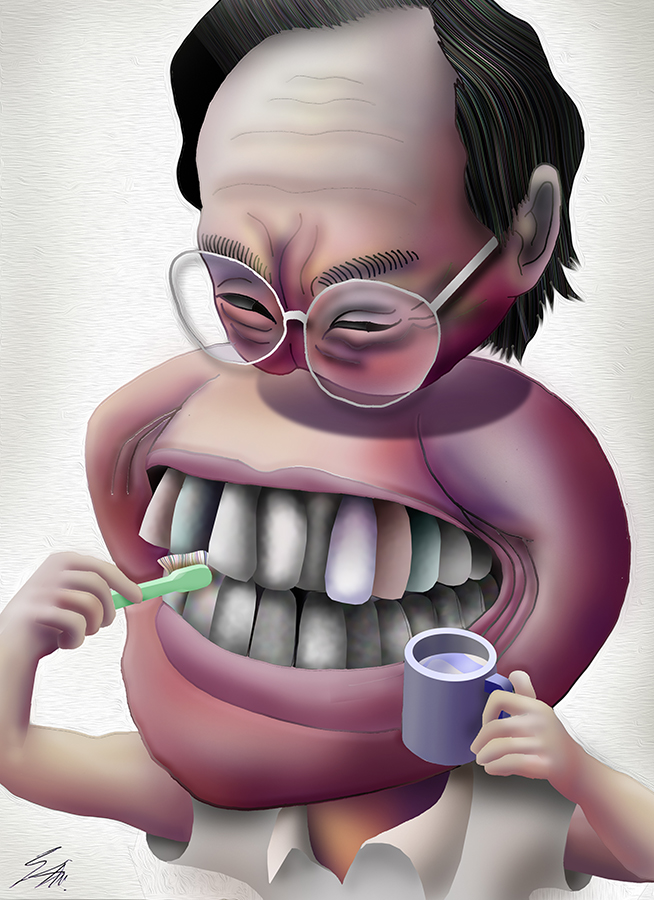 岸野文郎の似顔絵